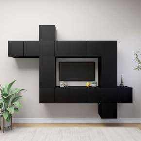 VidaXL Komplet TV omaric 10-delni črna iverna plošča