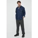 Jeans srajca BOSS BOSS ORANGE moška, mornarsko modra barva - mornarsko modra. Srajca iz kolekcije BOSS. Model izdelan iz jeansa. Ima klasičen, rahlo ojačan ovratnik. Trden material, ki ohranja obliko.