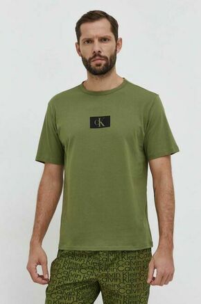 Bombažen pižama t-shirt Calvin Klein Underwear zelena barva - zelena. Pižama majica iz kolekcije Calvin Klein Underwear. Model izdelan iz pletenine s potiskom. Model iz izjemno udobne bombažne tkanine.