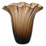 Shishi Steklena vaza z okrasnim robom, rjava 37 cm
