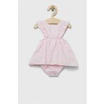 Otroška bombažna obleka Jamiks roza barva - roza. Obleka za dojenčke iz kolekcije Jamiks. Nabran model, izdelan iz enobarvne tkanine. Izjemno zračen, udoben material.