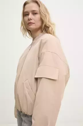 Bomber jakna Answear Lab bež barva - bež. Bomber jakna iz kolekcije Answear Lab. Delno podložen model