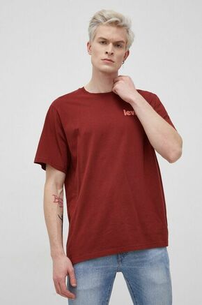 Bombažen t-shirt Levi's bordo barva - bordo. T-shirt iz kolekcije Levi's. Model izdelan iz tanke