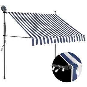 Shumee Ročno zložljiva tenda z LED lučmi 150 cm modra in bela