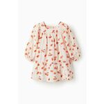 Otroška bombažna obleka zippy roza barva - roza. Obleka za dojenčke iz kolekcije zippy. Nabran model, izdelan iz bombažne pletenine.
