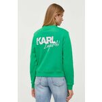Pulover Karl Lagerfeld ženska, zelena barva - zelena. Pulover iz kolekcije Karl Lagerfeld, izdelan iz pletenine s potiskom. Model iz izjemno udobne tkanine z visoko vsebnostjo bombaža.