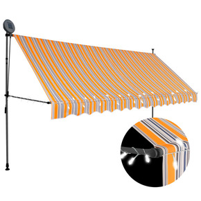Shumee Ročno zložljiva tenda z LED lučmi 350 cm rumena in modra