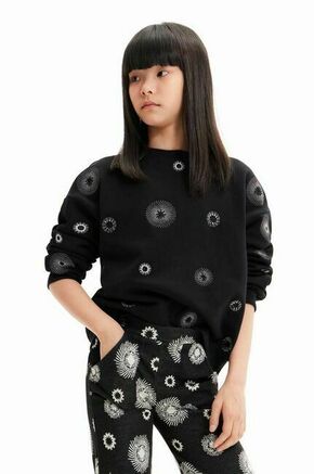 Otroški bombažen pulover Desigual črna barva - črna. Otroški pulover iz kolekcije Desigual. Model izdelan iz vzorčaste pletenine.