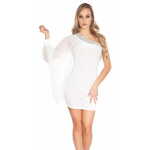 Amiatex Ženska obleka 77137, bela, M/L
