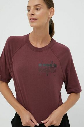 Bombažna kratka majica Diadora vijolična barva - vijolična. Kratka majica iz kolekcije Diadora. Model izdelan iz tanke