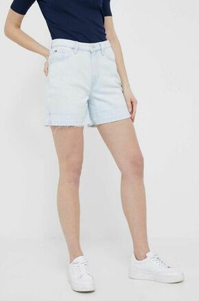 Jeans kratke hlače Tommy Hilfiger ženski - modra. Kratke hlače iz kolekcije Tommy Hilfiger. Model izdelan iz jeansa. Trden material