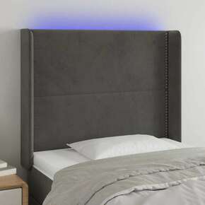Greatstore LED posteljno vzglavje temno sivo 93x16x118/128 cm žamet