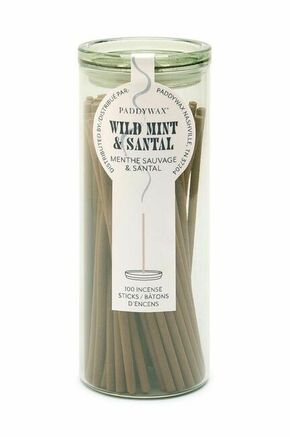 Komplet dišečih kadil Paddywax Wild Mint &amp; Santal 100-pack - pisana. Komplet dišečih kadil iz kolekcije Paddywax. Model izdelan iz stekla in lesa.