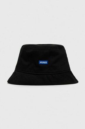 Bombažni klobuk Hugo Blue črna barva - črna. Klobuk iz kolekcije Hugo Blue. Model z ozkim robom