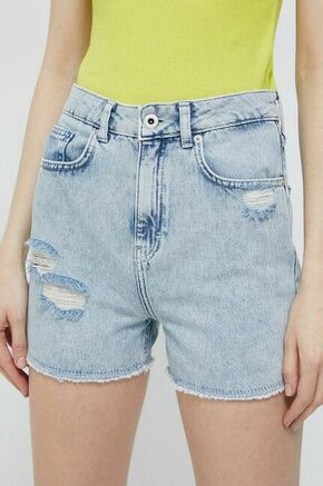Jeans kratke hlače Karl Lagerfeld Jeans ženski - modra. Kratke hlače iz kolekcije Karl Lagerfeld Jeans. Model izdelan iz jeansa. Izjemno udoben material