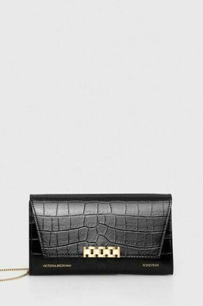Usnjena torbica Victoria Beckham črna barva - črna. Majhna torbica iz kolekcije Victoria Beckham. Model na zapenjanje