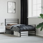 shumee Kovinski posteljni okvir z vzglavjem in vznožjem črn 80x200 cm