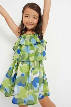 Otroška obleka Mayoral zelena barva - zelena. Otroška Obleka iz kolekcije Mayoral. Raven model izdelan iz vzorčastega materiala.