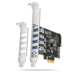 AXAGON PCEU-43RS, krmilnik PCIe, 4x USB 3.2 Gen 1, 5 Gb/s, napajanje PCIe ali SATA, SP in LP