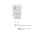 CellularLine hišni polnilec USB-C s kablom za iPhone 8, 20W, bel
