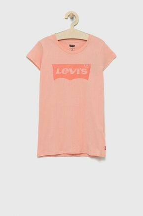 Levi's bombažna otroška majica - roza. T-shirt otrocih iz zbirke Levi's. Model narejen iz tanka