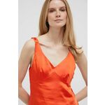 Top United Colors of Benetton ženski, oranžna barva - oranžna. Bluza iz kolekcije United Colors of Benetton, izdelana iz enobarvne tkanine. Poliester zagotavlja večjo odpornost na gubanje.