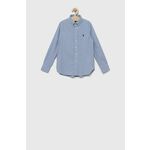 Otroška bombažna srajca Polo Ralph Lauren - modra. Otroška srajca iz kolekcije Polo Ralph Lauren. Model izdelan iz črtaste tkanine.