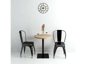VIDAXL Bistro miza mediapan in jeklo okrogla 60x75 cm barva hrasta
