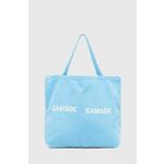 Torbica Samsoe Samsoe - modra. Velika nakupovalna torbica iz kolekcije Samsoe Samsoe. Model brez zapenjanja, izdelan iz tekstilnega materiala.