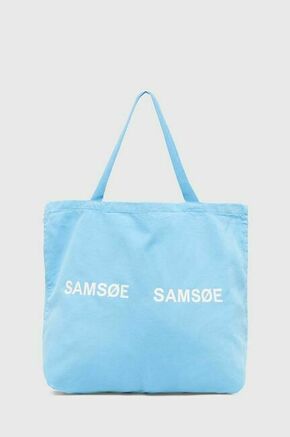 Torbica Samsoe Samsoe - modra. Velika nakupovalna torbica iz kolekcije Samsoe Samsoe. Model brez zapenjanja