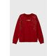 Otroški bombažen pulover Guess rdeča barva - rdeča. Otroški pulover iz kolekcije Guess. Model izdelan iz elastične pletenine. Bombažen, udoben material.