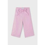 Otroške lanene hlače Mayoral vijolična barva - vijolična. Otroški hlače iz kolekcije Mayoral. Model izdelan iz enobarvnega materiala. Model iz izjemno udobne, zračne tkanine.