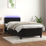 vidaXL Box spring postelja z vzmetnico LED črna 100x200 cm žamet