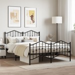 vidaXL Kovinski posteljni okvir z vzglavjem in vznožjem&nbsp;črn 140x190 cm