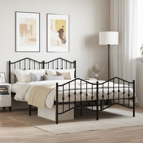 VidaXL Kovinski posteljni okvir z vzglavjem in vznožjem&nbsp;črn 140x190 cm
