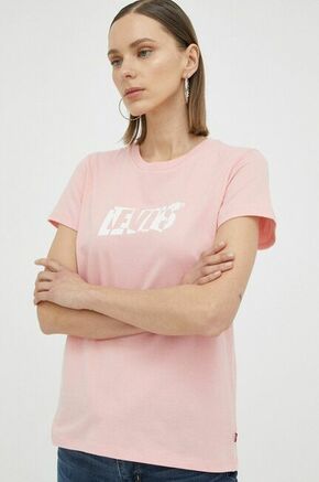 Bombažna kratka majica Levi's roza barva - roza. Lahkotna majica iz kolekcije Levi's. Model izdelan iz tanke