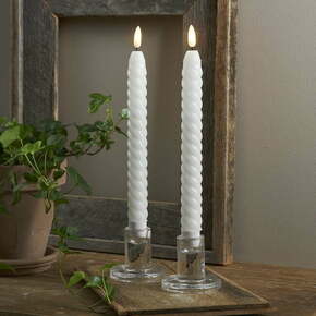Komplet 2 belih voščenih sveč LED Star Trading Flamme Swirl Antique