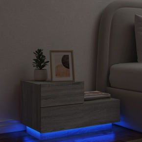 VidaXL Nočna omarica z LED lučkami siva sonoma 70x36x40