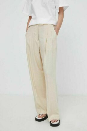 Lanene hlače By Malene Birger bež barva - bež. Lahkotne hlače iz kolekcije By Malene Birger izdelane iz enobarvne tkanine. Model iz zračne lanene tkanine.