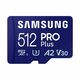 Samsung/mikro SDXC/512GB/180MBps/USB 3.0/USB-A/razred 10/+ adapter/modra