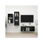 VIDAXL Komplet TV omaric 3-delni visok sijaj črna iverna plošča