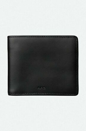 Usnjena denarnica A.P.C. črna barva - črna. Srednje velika denarnica iz kolekcije A.P.C. Model izdelan iz naravnega usnja.