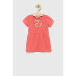 Obleka za dojenčka Guess roza barva - roza. Obleka za dojenčke iz kolekcije Guess. Nabran model izdelan iz elastične pletenine.