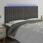 shumee LED posteljno vzglavje temno sivo 160x5x118/128 cm žamet
