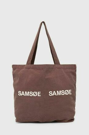Torbica Samsoe Samsoe rjava barva - rjava. Velika nakupovalna torbica iz kolekcije Samsoe Samsoe. Model brez zapenjanja