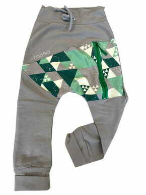 Nootka Dolge hlače zeleni trikotniki + zadrga