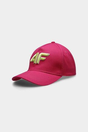 Otroška bombažna kapa 4F vijolična barva - vijolična. Otroški kapa s šiltom vrste baseball iz kolekcije 4F. Model izdelan iz enobarvne tkanine z vstavki.