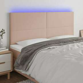 Greatstore LED posteljno vzglavje kapučino 160x5x118/128 cm umetno usnje