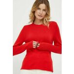 Volnen pulover Tommy Hilfiger ženski, rdeča barva - rdeča. Pulover iz kolekcije Tommy Hilfiger. Model izdelan iz tanke pletenine. Zaradi svoje visoke termoregulacijske sposobnosti vam volna pomaga ohranjati toploto, ko je hladno, in svežino, ko...