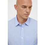Bombažna srajca Armani Exchange moška - modra. Srajca iz kolekcije Armani Exchange, izdelana iz lahke tkanine. Model iz zračne bombažne tkanine.